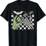 Retro Pinky Promise Witch Skeleton Halloween T-Shirt