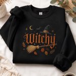 Embroidered Witchy Halloween Sweatshirt